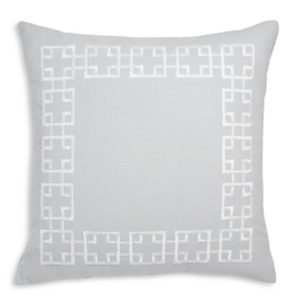 NWT Sky Greek Key Decorative Pillow - Grey with White